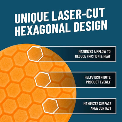 Chemical Guys Hex-Logic Medium Cut Polishing Pad Orange (5.5 Inch) (3 Pack) – Dual Action Polisher Pad for Swirl Removal & Gloss Restoration