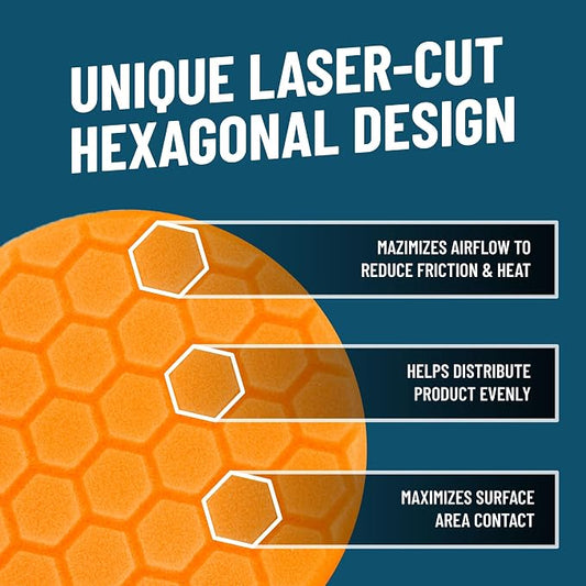 Chemical Guys Hex-Logic Medium Cut Polishing Pad Orange (5.5 Inch) (3 Pack) – Dual Action Polisher Pad for Swirl Removal & Gloss Restoration