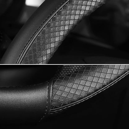 SEG Direct Steering Wheel Cover 15.5-16 inch (39.5-41 cm) Large Size, Microfiber Leather, Non-Slip Comfortable Grip, Fits Cars Trucks SUVs F-150 Tundra Range Rover, Black