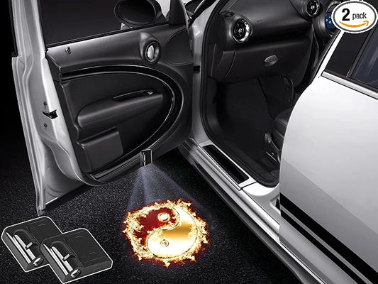 NewL 2 Pcs Led Car Door Welcome Light for Fire Tai Chi Logo Symbol Projector Lights Ghost Shadow Light