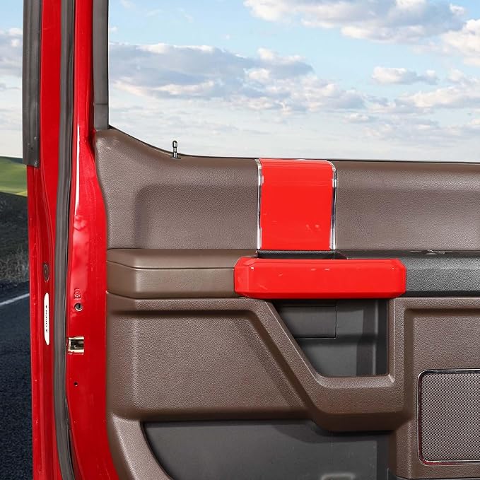 Voodonala for F-150 2015-2020 Interior Door Handle Cover with Door Panel Cover Compatible with Ford F150 2015-2020, F150 Interior Accessories 8Pcs(ABS,Red)