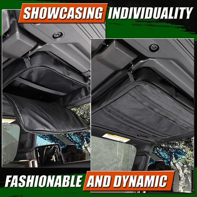 Roof Storage Bags Compatible with Hummer EV Accessories 2022-2026 SUV/SUT Overhead Storage Bag Organizer Cargo with Hardtop Suction Fixing Waterproof Can Foldable Sunshade