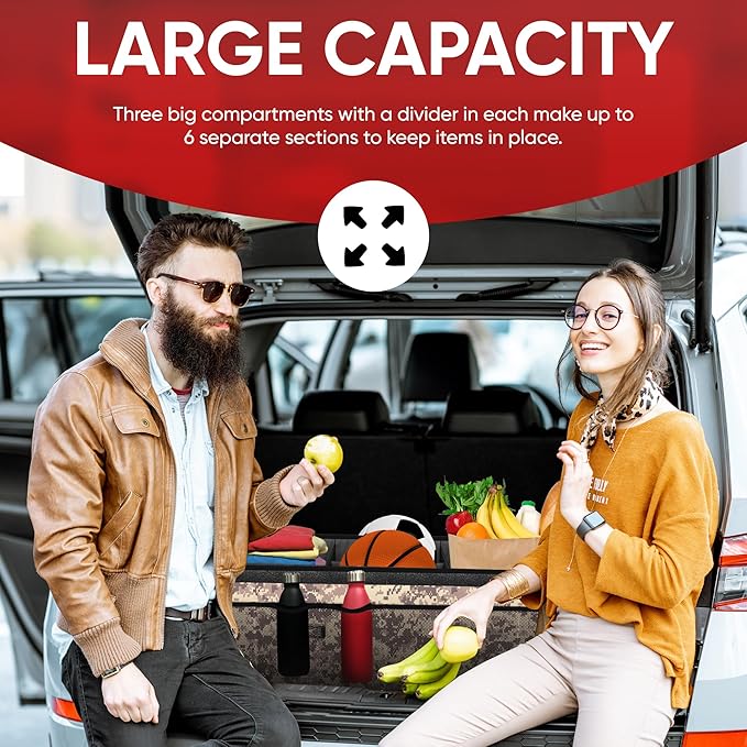 FORTEM Trunk Organizer For SUV Car Trunk Organizer, Foldable Storage, Car Accessories for Women Men, Collapsible Bag, 600D Oxford, Non Slip Bottom, Straps, Soft Cover (85L)