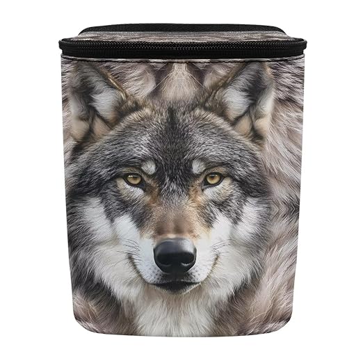 Talayituse Wolf Print Car Trash Can with Lid, Leak Proof Auto Trash Bag Hanging Vehicle Garbage Can Multipurpose Storage Container for Back Seat Road Trip