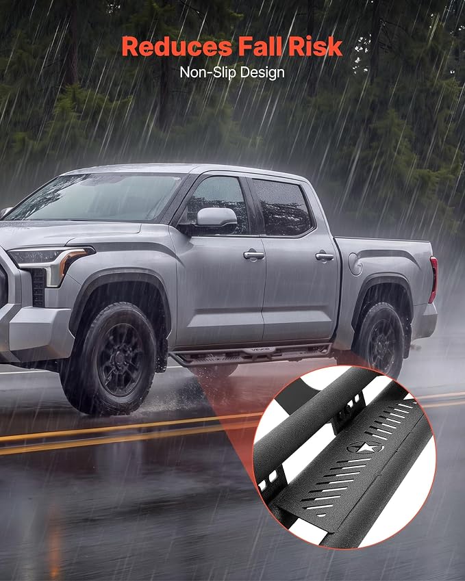 VEVOR Running Boards, 6 Inches Side Steps Compatible with 2009-2018 Dodge Ram 1500 Crew Cab, 2010-2025 2500 3500 Crew Cab (Not Fit 2019-2025 Ram 1500 New Body), Non-Slip Black Carbon Steel Nerf Bars