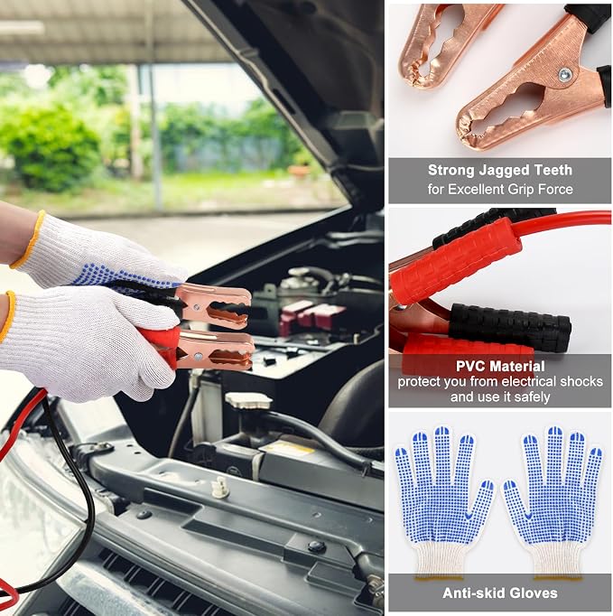 Car Safety Kit,14-Piece Roadside Emergency Car Kit,Vehicle Emergency Kit with Jumper Cables,Car Emergency Kit with Portable Air Compressor Tow Trap for Travel Camping,Car Kit Essentials