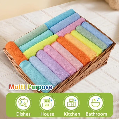 AIDEA Microfiber Cleaning Cloth, 20PK, Colorful Lint-Free Vibrant Cleaning Rags, Microfiber Towels for Cars, Wash Cloths, Dusting Cloth for Home, Window, Cleaning Supplies, 11.5"×11.5"