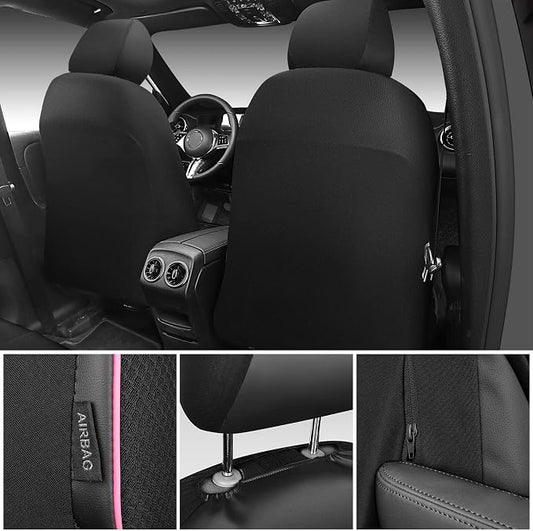 CAR PASS 3D Foam Mesh Leather Car Seat Covers Front Seats,Breathable Mesh Front Seat Covers for Women,Universal Fit for Cars SUV Truck Sedan Van Automotive, Armrest Airbag Compatible,Black and Pink
