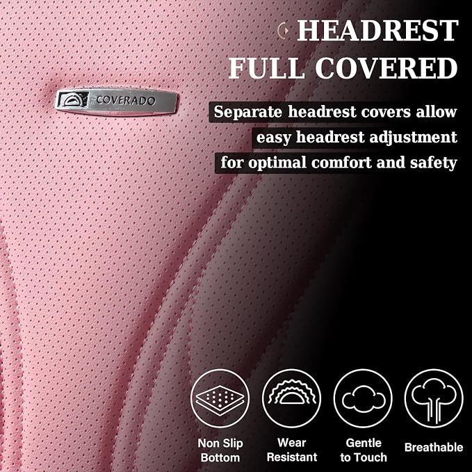 Coverado Car Seat Covers Full Set, Automotive Front and Rear Seat Covers with Backrest, Nappa Leather Car Seat Protectors Waterproof, Universal for Most Vehicles
