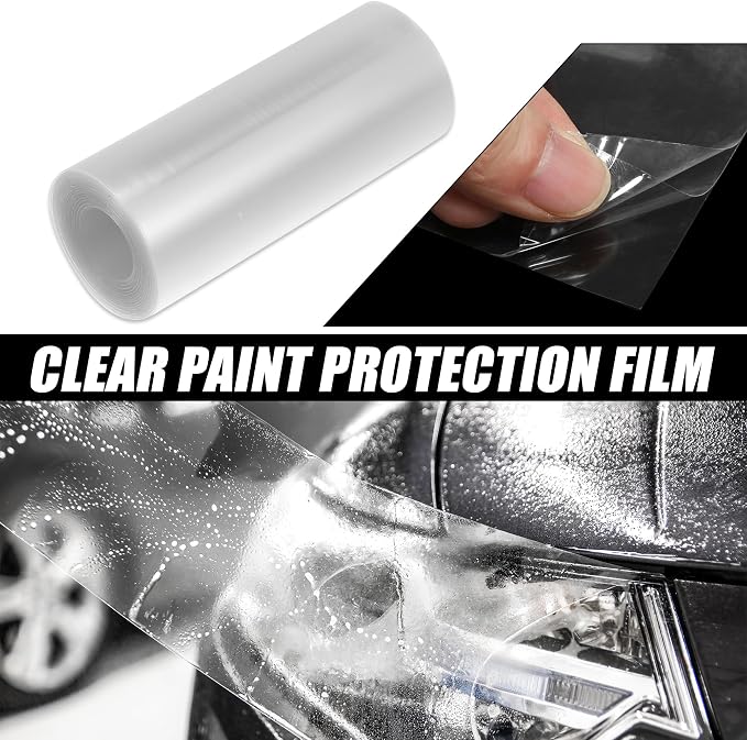 X AUTOHAUX Clear Vinyl Wrap Sheet Car Paint Protection Film Cover Decal Scratch Resistant Self Adhesive Sticker Universal 4"x197"