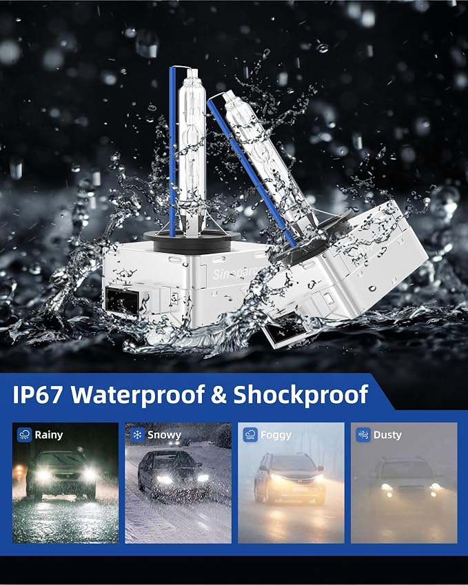 Sinoparcel D1S/D1R Xenon HID Headlight Bulb - 8000K 35W High Low Beam 66144 66140 85140 85415,etc Replacement Lights - Pack of 2