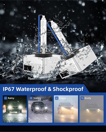 Sinoparcel D1S/D1R Xenon HID Headlight Bulb - 8000K 35W High Low Beam 66144 66140 85140 85415,etc Replacement Lights - Pack of 2