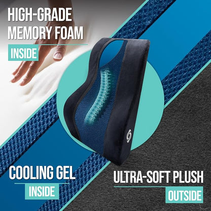 Samsonite Memory Foam Lumbar Support Pillow, Ergonomic Back Cushion for Office Chair, Gaming Chair, Auto Back Support with Cooling Gel, Home Essentials for Sitting Comfort, Posture Relief, Black Mesh