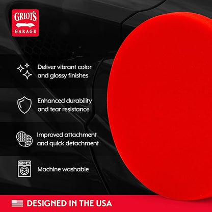 Griot's Garage 6.5” Red Foam Waxing Pads for Car Detailing, Polishing and Buffing Pads for Use with Waxes and Sealants, 10624, Set of 2