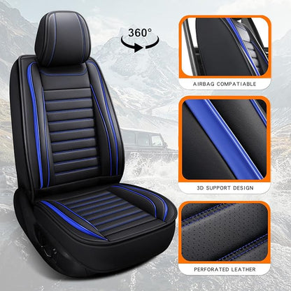 MINGBRON Leather Car Seat Covers Full Set, Universal Faux Leather Car Seat Covers 5 Seats, Automotive Seat Covers for Most Sedans SUVs Trucks, Front and Rear Seat Covers