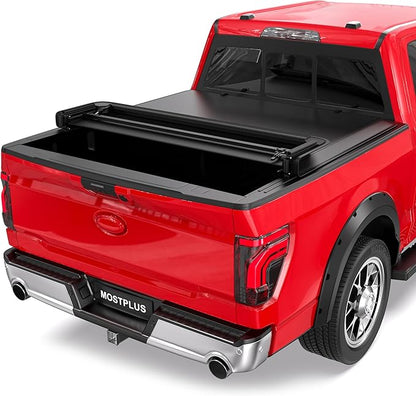 MOSTPLUS 6.5FT Quad 4-Fold Soft Folding Truck Bed Tonneau Cover Compatible for 2015-2025 2026 Ford F150 F-150 Bed Fourth Fold Styleside (78Inch)