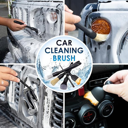Yours Car Detailing Brush Kit, Interior & Exterior Car Cleaning Brush Set, Auto Detailing Tools for Interior Cleaner, 5 Pack, Black