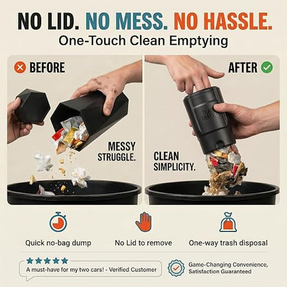 Trash Trapper Car Trash Can Cup Holder | Mini Car Trash Can | Fits in Most Doors | 5.1" x 2.9" | Traps More & Empties Less, Patent-Pending Compaction, Holds Weeks of Small Garbage, Black/Teal