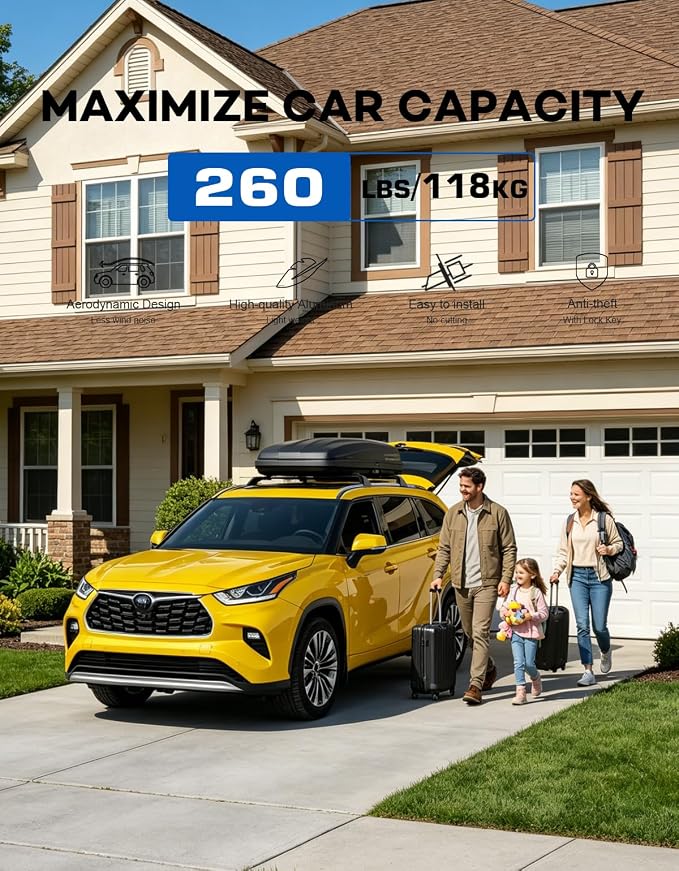 Wonderdriver Lockable Roof Rack Cross Bars 260lbs Fit for Toyota Highlander 2020-2026 XLE Limited Platinum Hybrid, Aluminum Crossbars Rooftop Luggage (Not for Grand Highlander)