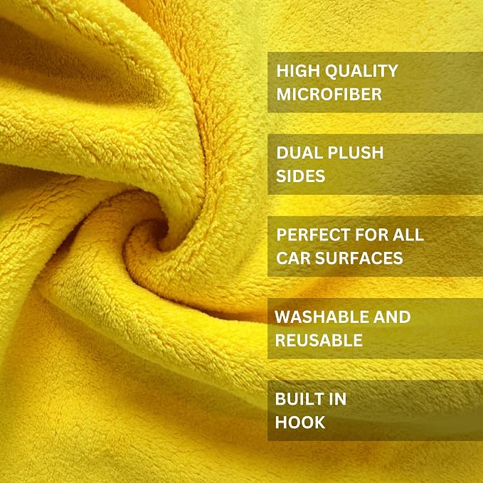 The Pro Stuff® Car Detailing Microfiber Towels - 600 GSM Thick Plush Auto Towels | Super Soft Dual-Sided for Cleaning, Washing, Buffing | Tagless, Scratch-Free, Lint Free Cloth (16"x16") (Pack of 12)