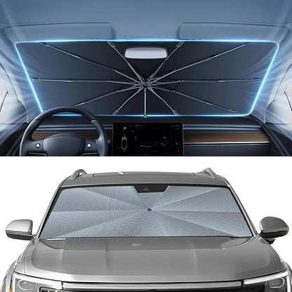 Autorder Windshield Sun Shade Umbrella for 2018-2026 Volkswagen VW Atlas/Atlas Cross Sport Accessories,Upgraded Ice Crystal Material,Easy Setup Umbrella Sunshade for Car Windshield,100% Sun Blocking