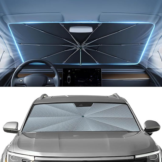 Autorder Windshield Sun Shade Umbrella for 2018-2026 Volkswagen VW Atlas/Atlas Cross Sport Accessories,Upgraded Ice Crystal Material,Easy Setup Umbrella Sunshade for Car Windshield,100% Sun Blocking