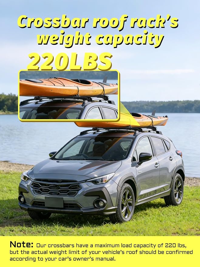 Gdydi 220lbs Crosstrek 2024 2025 Limited/Premium/Sport Lockable Roof Rack Cross Bars Black Aluminum Roof Rack, Fit Side Roof Rails (Not for Wilderness), Rooftop Cargo Carrier Luggage Cross Bars