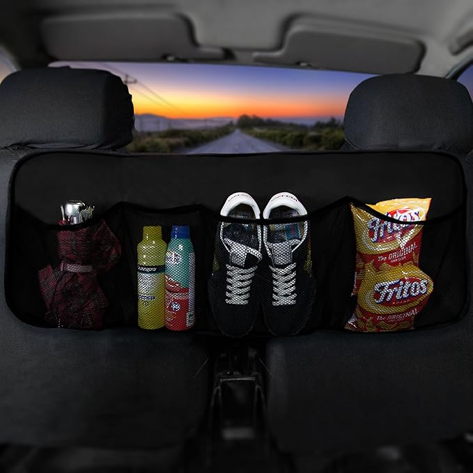 FH Group E-Z Travel Multi-Pocket Trunk Organizer, (BLACK) Universal Fit, Waterproof Large Capacity Hanging Car Organizer Seat Back Protectors Multi-Pocket Car Travel Storage Durable Foldable Storage