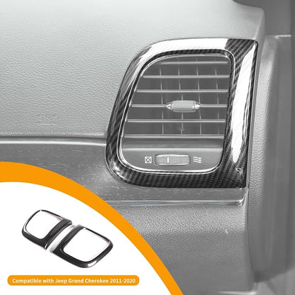 Hoolcar Center Control Air-Conditioning Outlet Vent Trim Cover & Inner Door Handle Bowl Trim Cover Fit for Jeep Grand Cherokee 2011-2020, Carbon Fiber