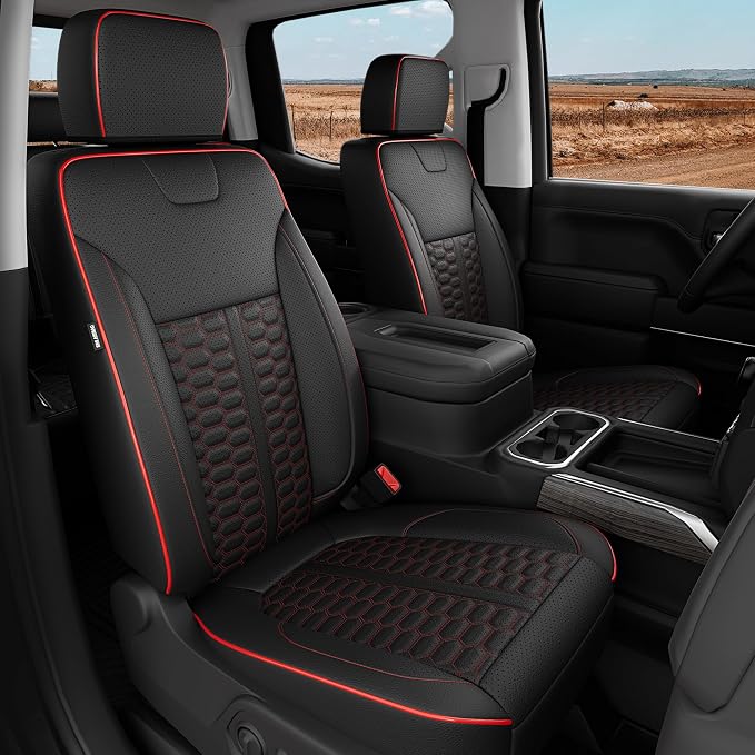 Custom Leather Seat Covers for Silverado/Sierra 1500 2019-2026, 2500HD 3500HD 2020-2026 Crew Cab Full Set with Jump Seat Cover (Armrest Storage Version Only), Truck Accessories