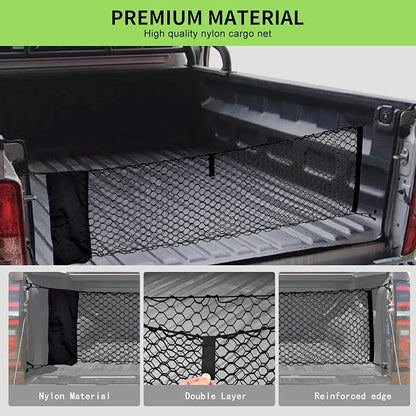 Cargo Net for Pickup Truck Bed, 50 x 17.7 inches, Compatible with Ford F150, F150/F250, Chevy Silverado, GMC Sierra - Upgraded Storage Bag