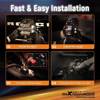 maXpeedingrods 3.5 Inch LED Off Road Lights 160W 19,200LM, Round Fog Lights with 7 RGB Colors, Side Shooter Light 270°Wide Range, LED Light Bar for SUV, Pickup, ATV, UTV, Truck, Motorcycle