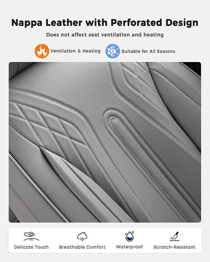 Huidasource Rear Seat Covers, Waterproof Faux Leather Rear Bench Seat Covers, Universal Fit Back Seat Cover for Most Cars Sedans SUVs Pickups Trucks, Gray