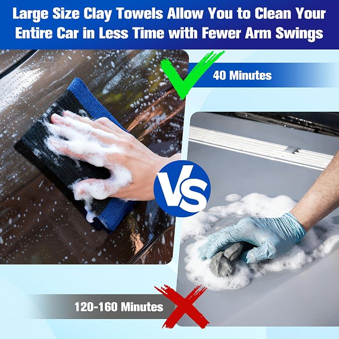 Clay Towel 12 x 12 Inch, Blue Clay Bar Towel for Auto Detailing Microfiber Car Cloth Cleaner Automotive for Car Detailing