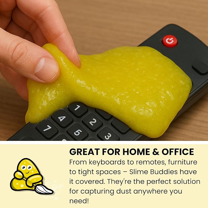 Slime Buddies Car Cleaning Gel Putty - 3 Pack Lemon Scented Interior Detailing Tool for Cup Holder, Air Vent & Keyboard - Reusable Auto Detailing Accessories - Dust Remover Goop - Gifts for Men Women