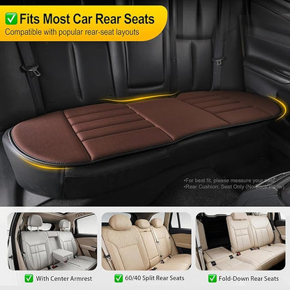 kingphenix 3-Piece Car Seat Cushion Set, 1.2inch Memory Foam Comfort, 2 Front Automotive Seat Cushions + Rear Bench Cushion, Non-Slip Bottom, Fits Sedan SUV Truck Van, Car & Office Chair, Brown