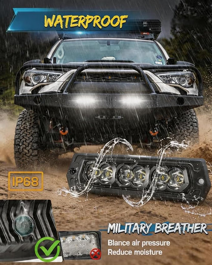 Flush Mount LED Pods LED Work Light Bumper Grill Mount Backup Reverse Light | Flush Mount Led Fog Light with Wiring Harness Kit Spot Beam Driving Backup Fog Lamp Off Road Light for Truck UTV ATV 4x4 Car