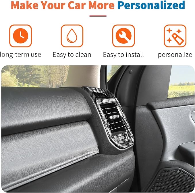 JeCar 3pcs Carbon Fiber Interior Trim Kit for 2019-2024+ Dodge Ram 1500 2500 3500 Interior Accessories