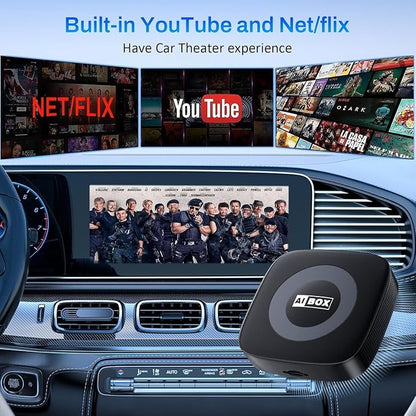 Ai Magic Box for Streaming Netflix/YouTube/TikTok, Wireless CarPlay Adapter Dongle Support TF Card for OEM Wired Car Play & Android Auto Cars Ai Box Carplay