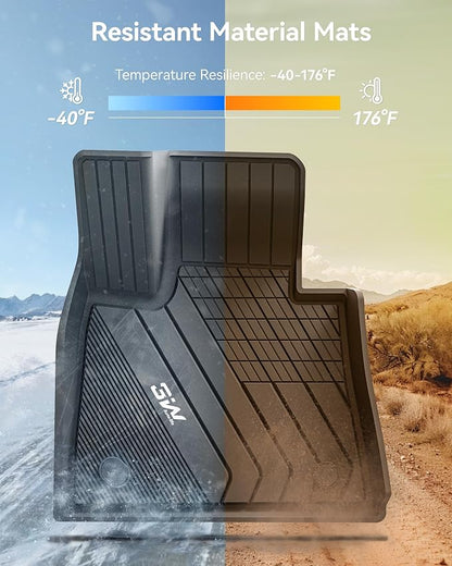 3W Floor Mats Fit for BMW X7 6 Seats 2019-2025 2026, M50i M60i xDrive40i xDrive50i, TPE All Weather Custom Fit Floor Liner, 6 Passengers 1st & 2nd Row, Full Set Car Liners Black
