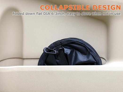 Ginsco 2Packs New Leakproof Car Trash Can, Mini Trash Can Pop-up Collapsible Hanging Car Trash Bin with Hook and Loop, Waterproof PEVA Liner Open-Top 1 Gallon Garbage Can for Cars Home Office