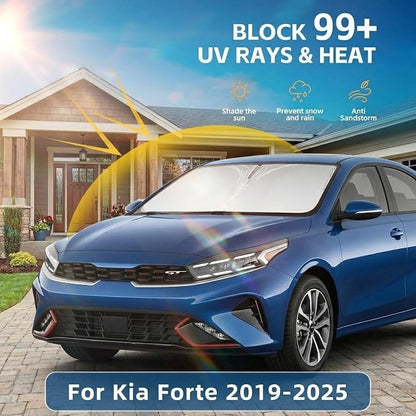 for Kia Forte Windshield Sun Shade 2019-2024 2025 Sunshade Front Window Shade Custom Fit Forte Accessories Sun Visor Foldable Shade Blocks UV Rays Accessories