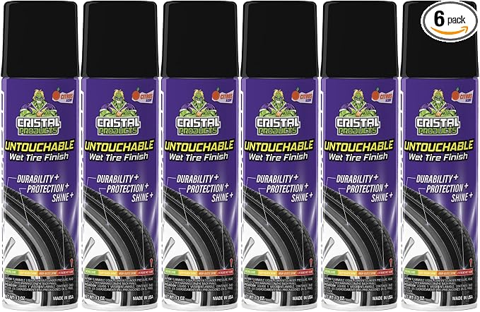 Untouchable Tire Shine Spray (6 Pack) – Citrus Scent, Wet Look Tire Shine, No Sling, Long Lasting Car Tire Shine, No Touch Application