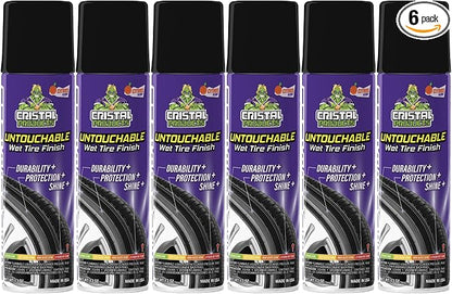 Untouchable Tire Shine Spray (6 Pack) – Citrus Scent, Wet Look Tire Shine, No Sling, Long Lasting Car Tire Shine, No Touch Application