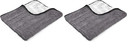 The Rag Company Gauntlet Car Drying Towel, Ultra-Absorbent 70/30 Blend Korean Microfiber, Dries Vehicles Faster Without Scratching, 900 GSM, 30x36 Inches, Ice Grey/Grey, 2-Pack