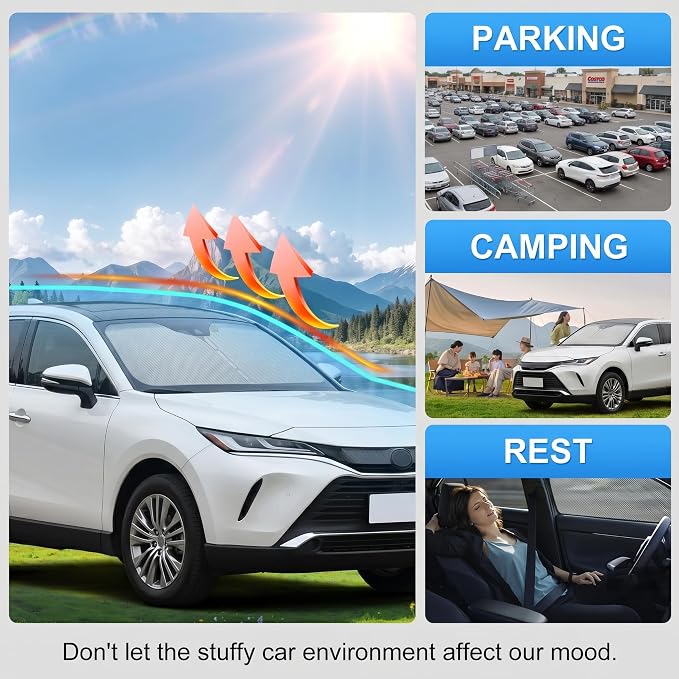 Windshield Sun Shade Sunshade for Toyota Venza 2021-2026 | Custom Fit Windshield Cover, Blocks UV Rays, Double-Layer Heat Shield, Durable Frame, Easy Fold & Storage