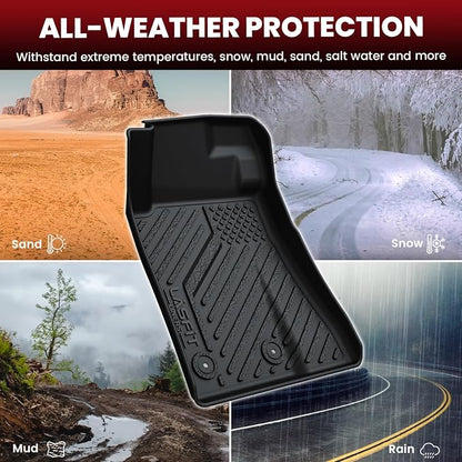 LASFIT Floor Mats and Cargo Mat for Ford Mustang 2024 2025 2026 (NOT fit w/o Subwoofer Box) All Weather Protector TPE Car Floor Liners, 1st & 2nd Row & Trunk Liner, 5pcs Black
