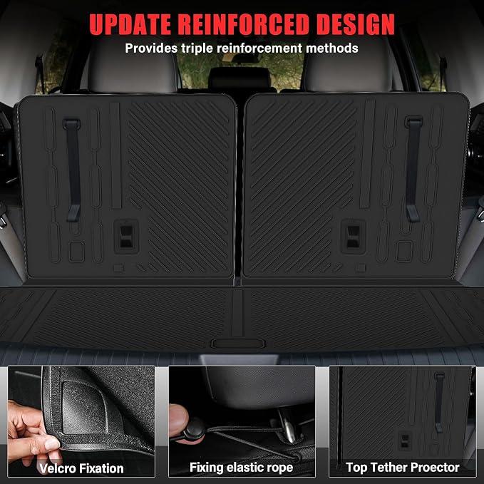 Floor mats for 2020-2025 2026 Ford Explorer 7 Seats Trunk Mat with Backrest Mat All Weather TPE Rubber Cargo Liner for 2020 2021 2022 2023 2024 2025 2026 Ford Explorer Accessories