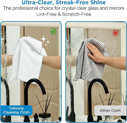Microfiber Glass Cleaning Cloth,White Gray, 6 Pack | 15.5x15.5 Inches Lint Free Streak Free Stainless Steel Cloth For Window Screen Car