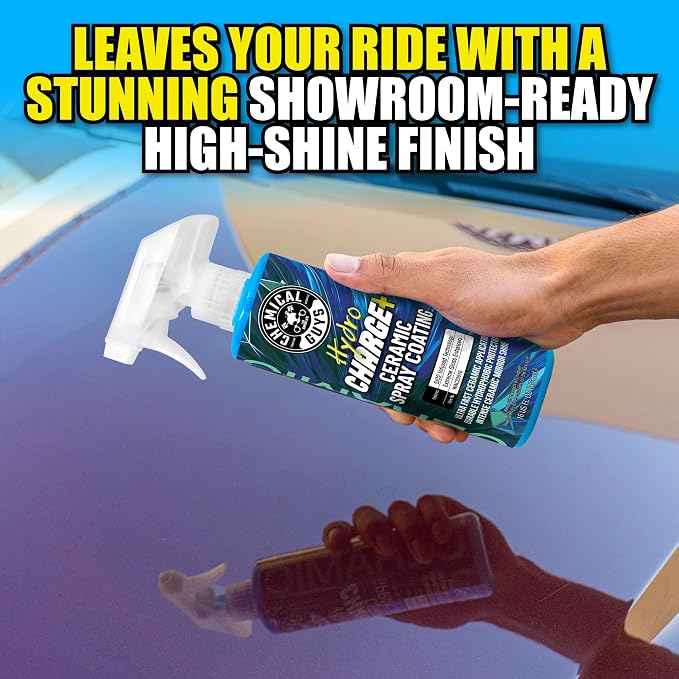 Chemical Guys Hydro Charge Ceramic Spray Coating 16 Fl Oz, With Monster Extreme Microfiber Towels (3 Pack) High Gloss Paint Protection Spray With Thick Plush Towels For Car Wash Drying And Detailing